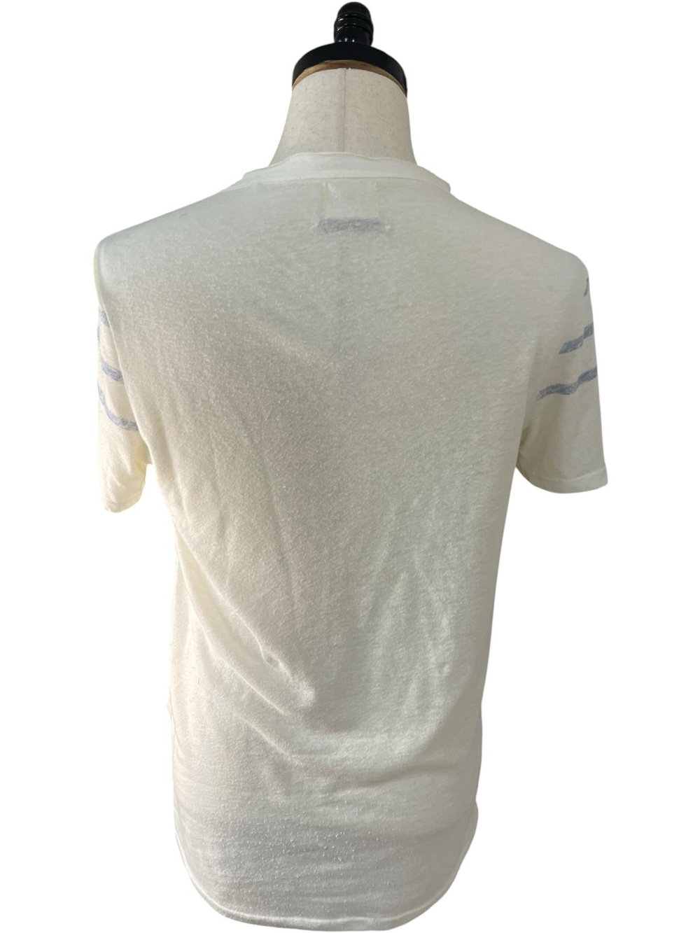 Bershka Striped Linen T-Shirt Ivory - Picture 7 of 11